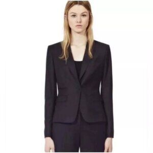 Womens Size 10 REISS Navy Blue Raffy Jet One Button Fitted Suit Jacket Blazer